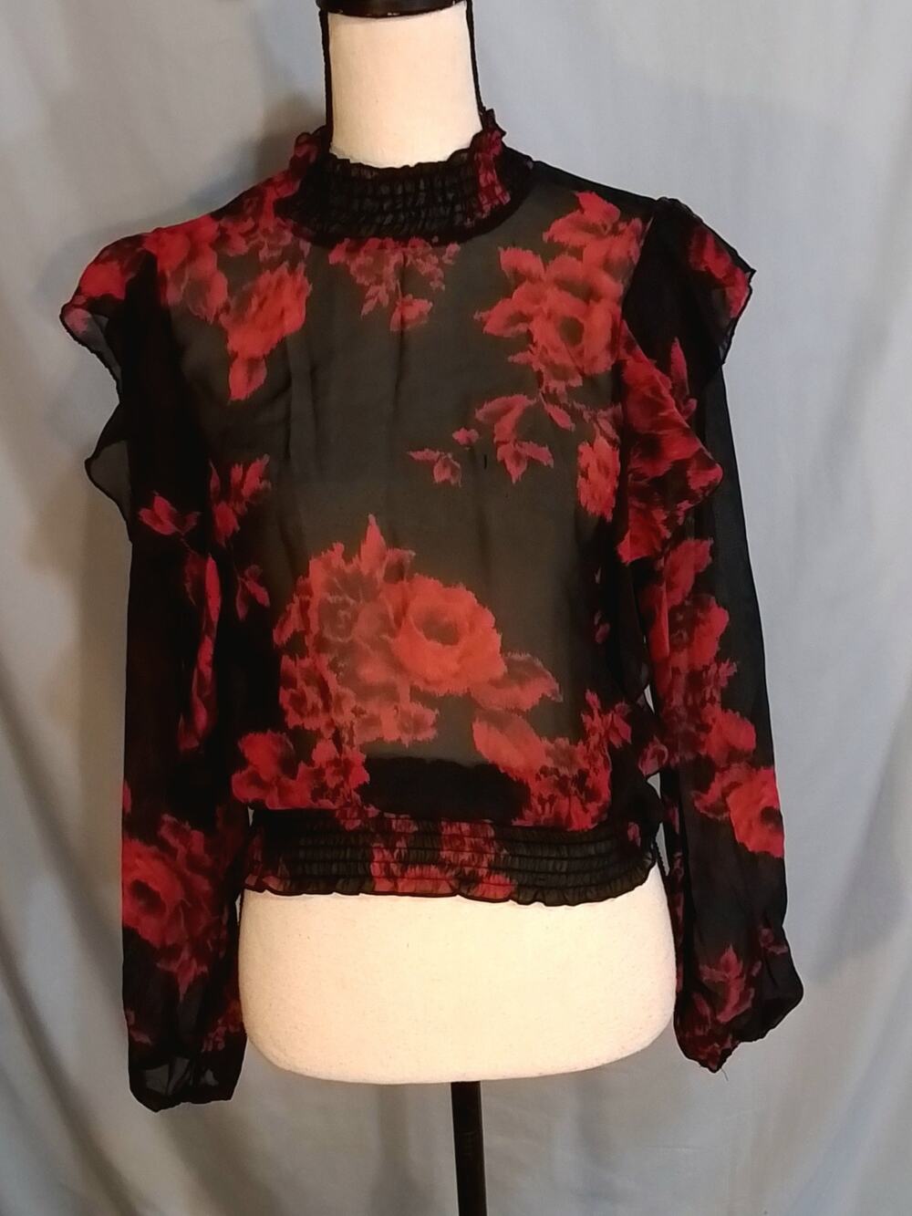 L.i.f.e  sheer red and black blouse